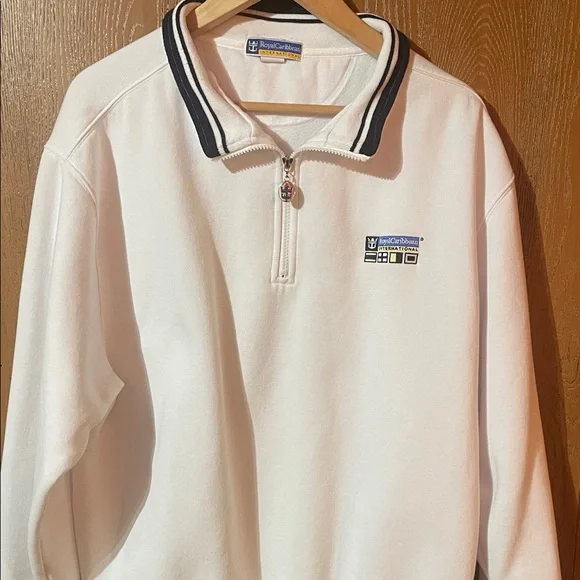 Royal Caribbean International White Half-Zip Pullover with Navy Accents - Picture 1 of 7